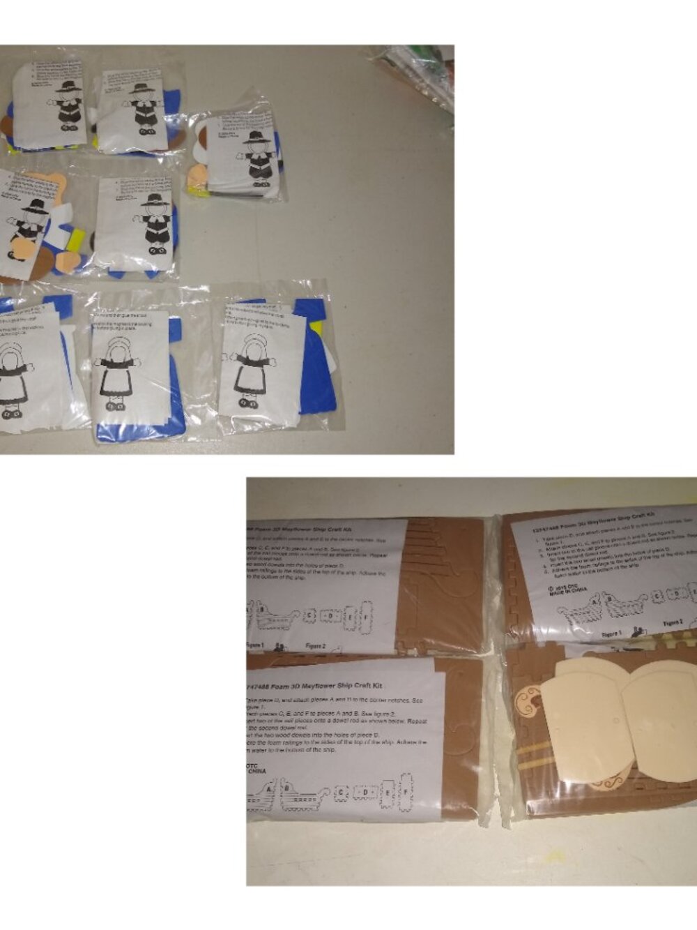 Foam Pilgrim Photo Magnet x 8 + Foam Mayflower Boat x 4 New
